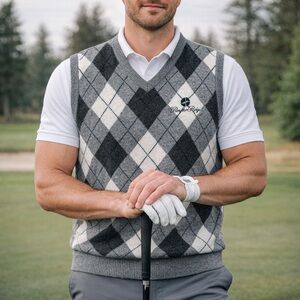 Polo Golf Ralph Lauren Argyle Sweater Vest XL Pumpkin Ridge 100% Lambs Wool